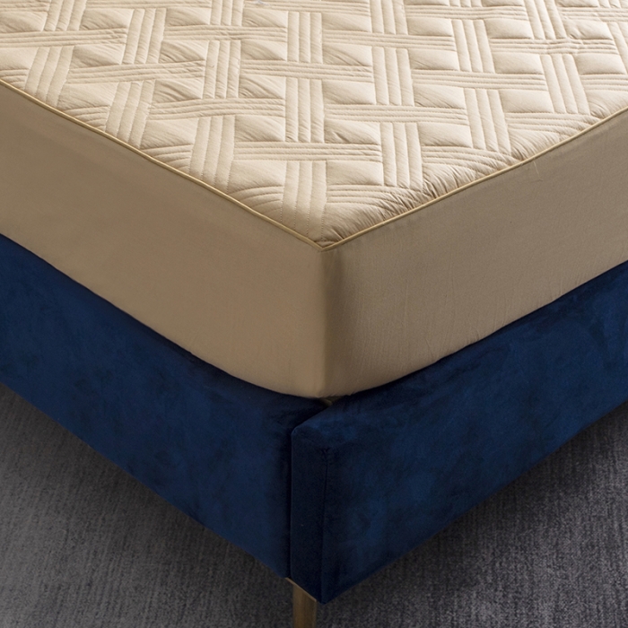 91家纺网 家纺一手货源 找家纺 小米笠 2020新款全棉夹棉床笠 浅驼色