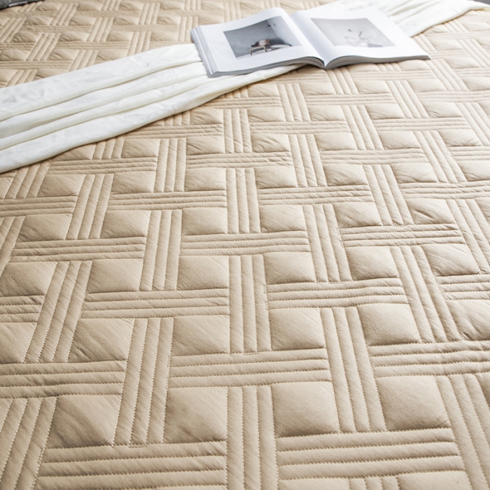 91家纺网 家纺一手货源 找家纺 小米笠 2020新款全棉夹棉床笠 浅驼色