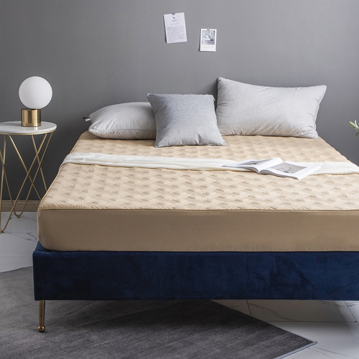 91家纺网 家纺一手货源 找家纺 小米笠 2020新款全棉夹棉床笠 浅驼色