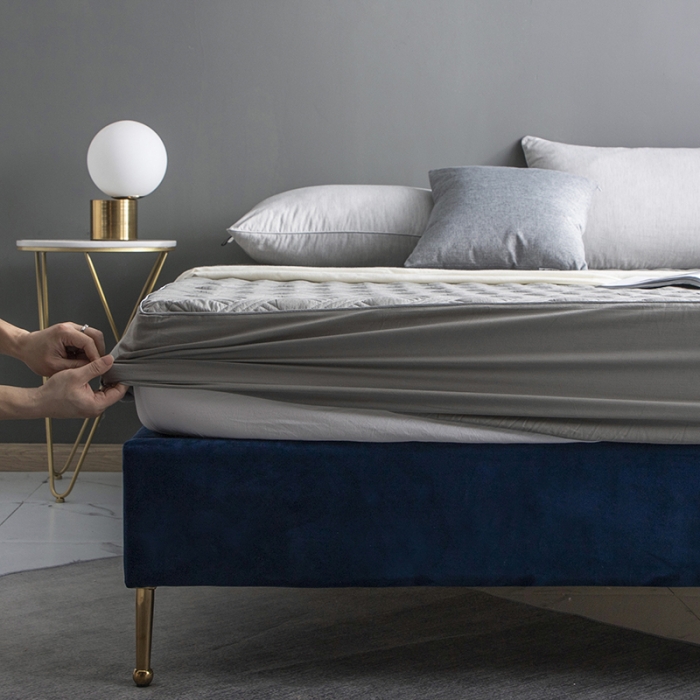 91家纺网 家纺一手货源 找家纺 小米笠 2020新款全棉夹棉床笠 银灰色