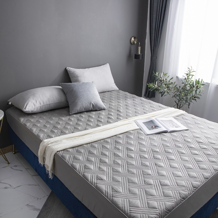 91家纺网 家纺一手货源 找家纺 小米笠 2020新款全棉夹棉床笠 银灰色