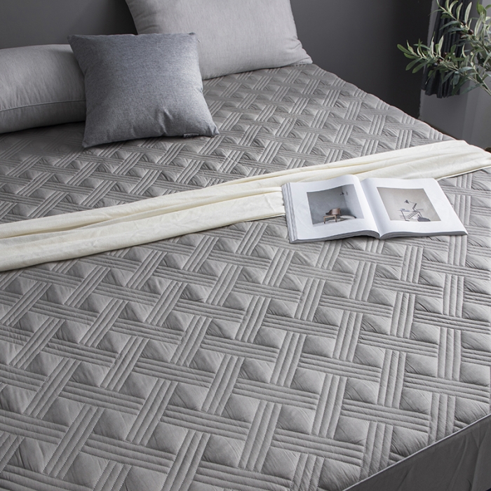 91家纺网 家纺一手货源 找家纺 小米笠 2020新款全棉夹棉床笠 银灰色