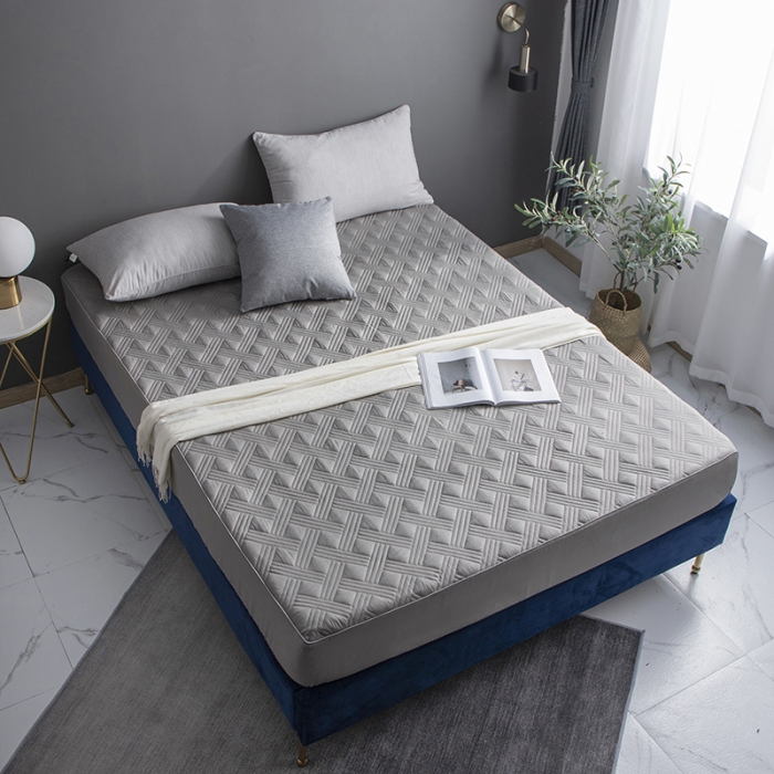 91家纺网 家纺一手货源 找家纺 小米笠 2020新款全棉夹棉床笠 银灰色