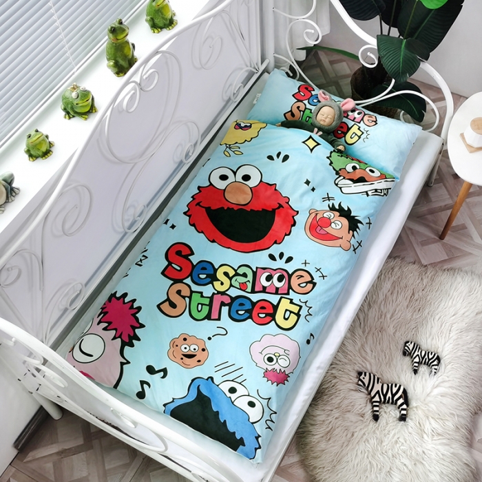 91家纺网 家纺一手货源 找家纺 沁童 2023新款儿童卡通睡袋 欢乐芝麻街