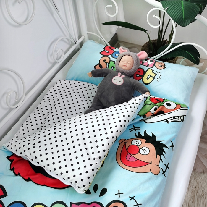 91家纺网 家纺一手货源 找家纺 沁童 2023新款儿童卡通睡袋 欢乐芝麻街