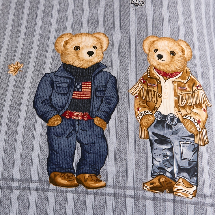 91家纺网 家纺一手货源 找家纺 雲归梦 2020新款全棉生态磨毛大版四件套 安迪小熊-灰