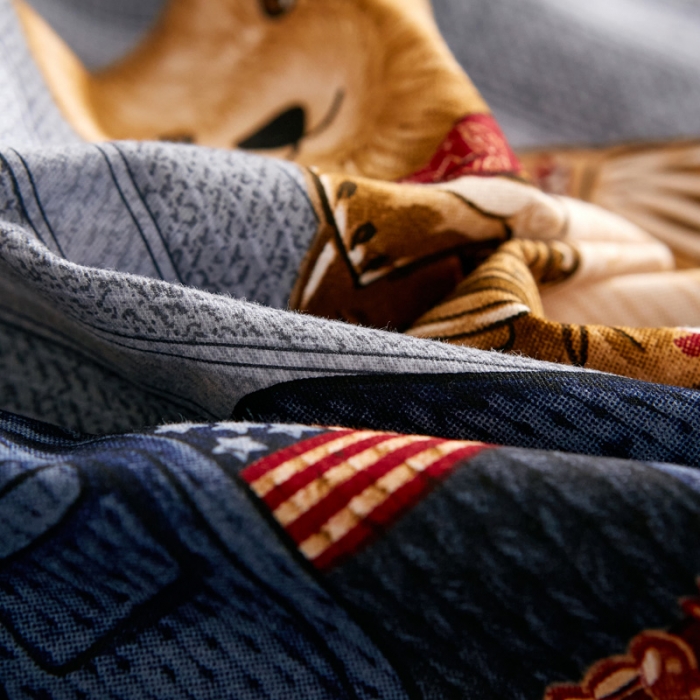 91家纺网 家纺一手货源 找家纺 雲归梦 2020新款全棉生态磨毛大版四件套 安迪小熊-灰