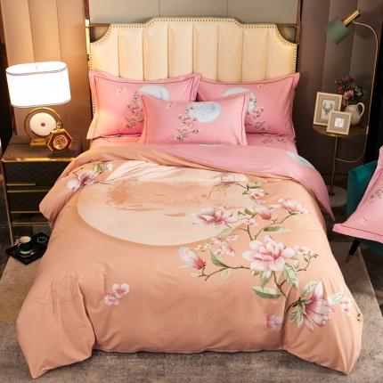 91家纺网 家纺一手货源 找家纺 雲归梦 2020新款全棉生态磨毛大版四件套 荷塘月色-橙