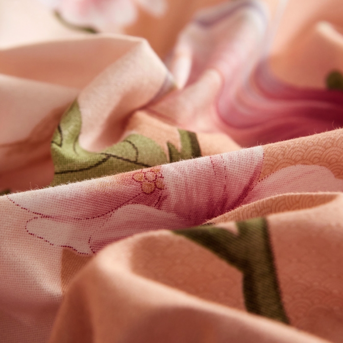 91家纺网 家纺一手货源 找家纺 雲归梦 2020新款全棉生态磨毛大版四件套 荷塘月色-橙