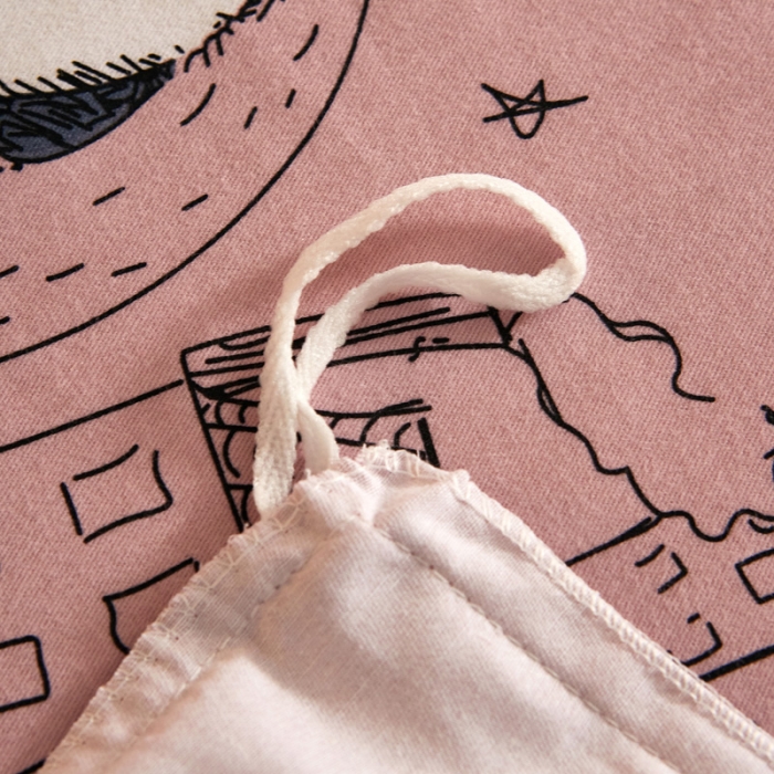 91家纺网 家纺一手货源 找家纺 雲归梦 2020新款全棉生态磨毛大版四件套 快乐小熊-粉