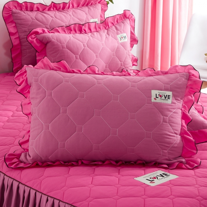 91家纺网 家纺一手货源 找家纺 艾裙海 2025新款床裙款半夹棉四件套 玫拼豆沙