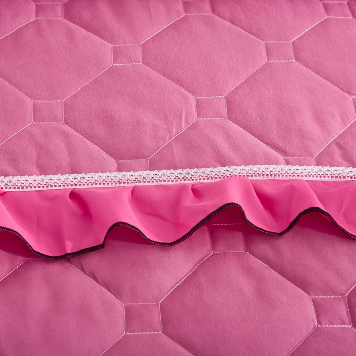 91家纺网 家纺一手货源 找家纺 艾裙海 2025新款床裙款半夹棉四件套 玫拼豆沙