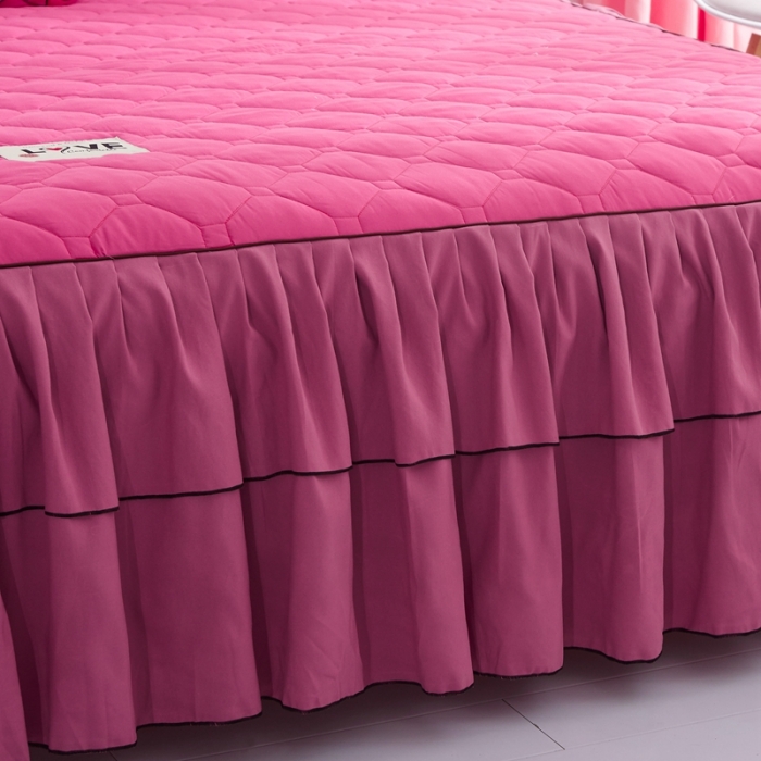 91家纺网 家纺一手货源 找家纺 艾裙海 2025新款床裙款半夹棉四件套 玫拼豆沙