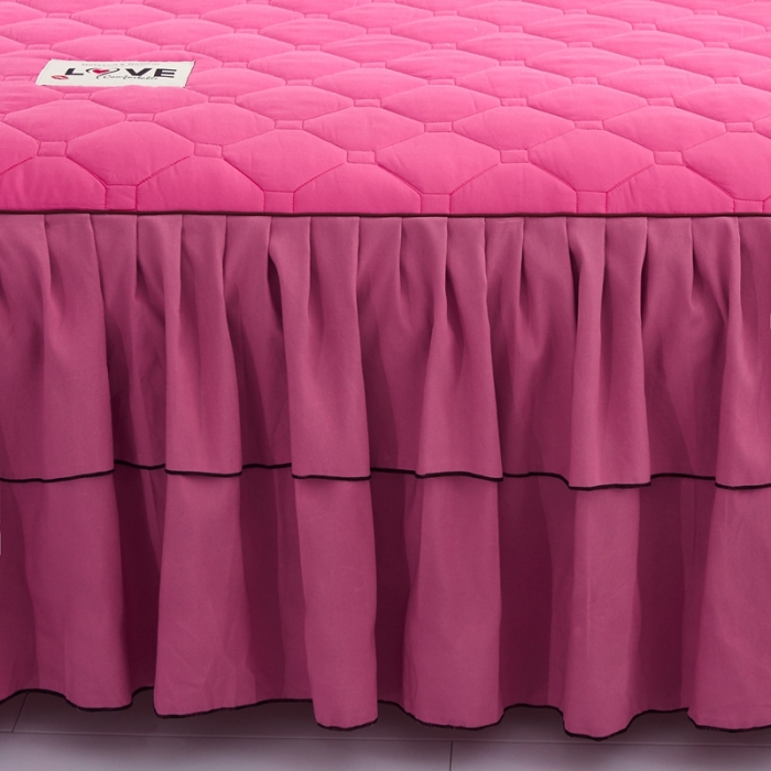 91家纺网 家纺一手货源 找家纺 艾裙海 2025新款床裙款半夹棉四件套 玫拼豆沙