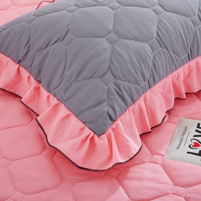 91家纺网 家纺一手货源 找家纺 艾裙海 2025新款床裙款半夹棉四件套 玉拼灰