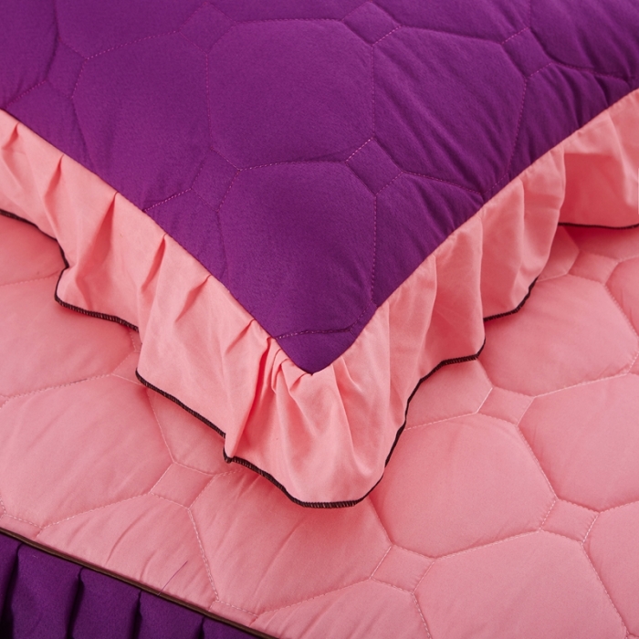 91家纺网 家纺一手货源 找家纺 艾裙海 2025新款床裙款半夹棉四件套 玉拼紫