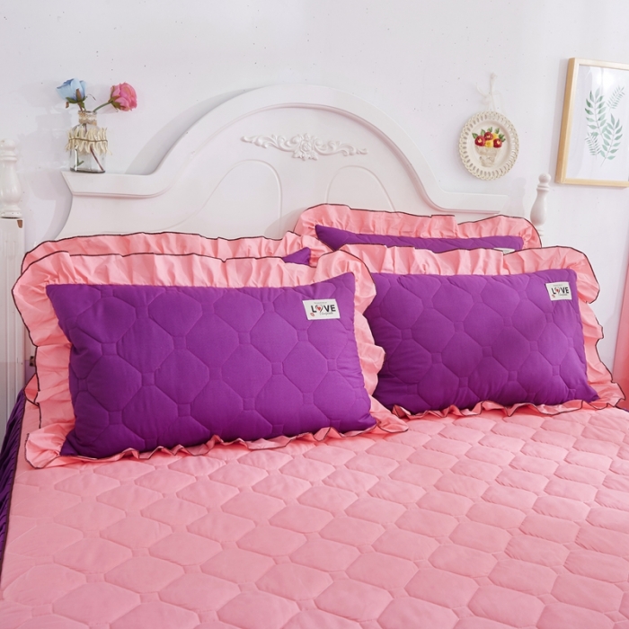 91家纺网 家纺一手货源 找家纺 艾裙海 2025新款床裙款半夹棉四件套 玉拼紫