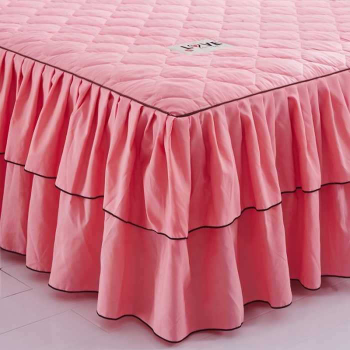 91家纺网 家纺一手货源 找家纺 艾裙海 2025新款床裙款半夹棉四件套 玉色