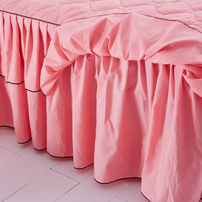 91家纺网 家纺一手货源 找家纺 艾裙海 2025新款床裙款半夹棉四件套 玉色