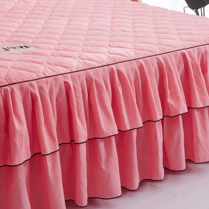 91家纺网 家纺一手货源 找家纺 艾裙海 2025新款床裙款半夹棉四件套 玉色