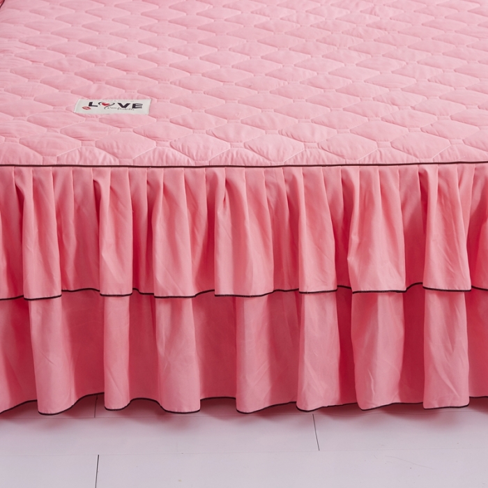 91家纺网 家纺一手货源 找家纺 艾裙海 2025新款床裙款半夹棉四件套 玉色