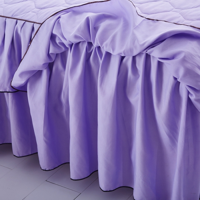 91家纺网 家纺一手货源 找家纺 艾裙海 2025新款床裙款半夹棉四件套 紫色