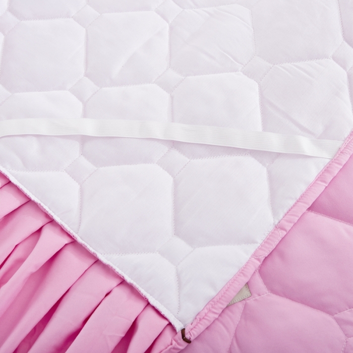 91家纺网 家纺一手货源 找家纺 艾裙海 2025新款床裙款全夹棉四件套 粉色