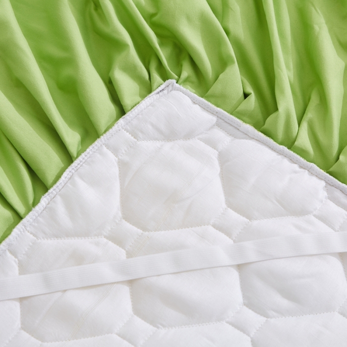 91家纺网 家纺一手货源 找家纺 艾裙海 2025新款床裙款全夹棉四件套 黄拼果绿