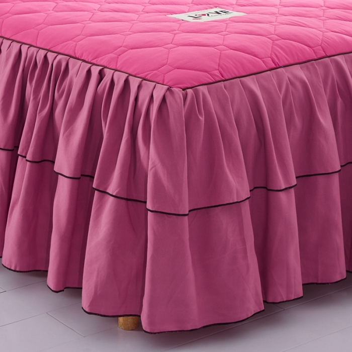 91家纺网 家纺一手货源 找家纺 艾裙海 2025新款床裙款全夹棉四件套 玫拼豆沙