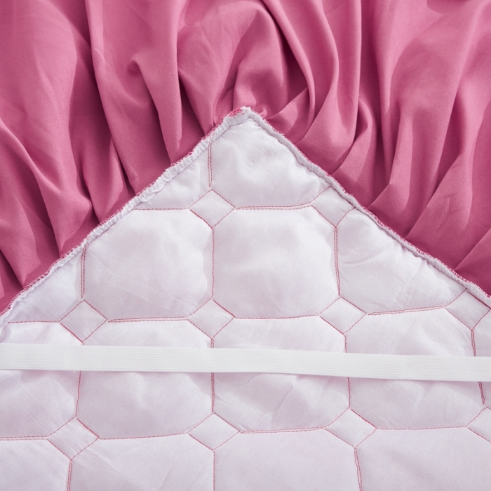 91家纺网 家纺一手货源 找家纺 艾裙海 2025新款床裙款全夹棉四件套 玫拼豆沙