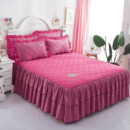 艾裙海 2025新款纯色磨毛夹棉单床裙 玫拼豆沙