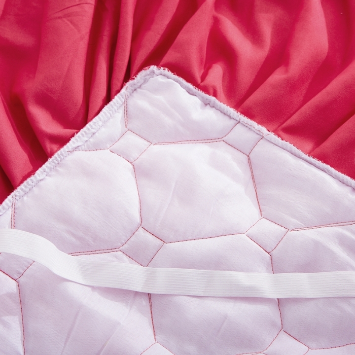 91家纺网 家纺一手货源 找家纺 艾裙海 2025新款纯色磨毛夹棉单床裙 西瓜红