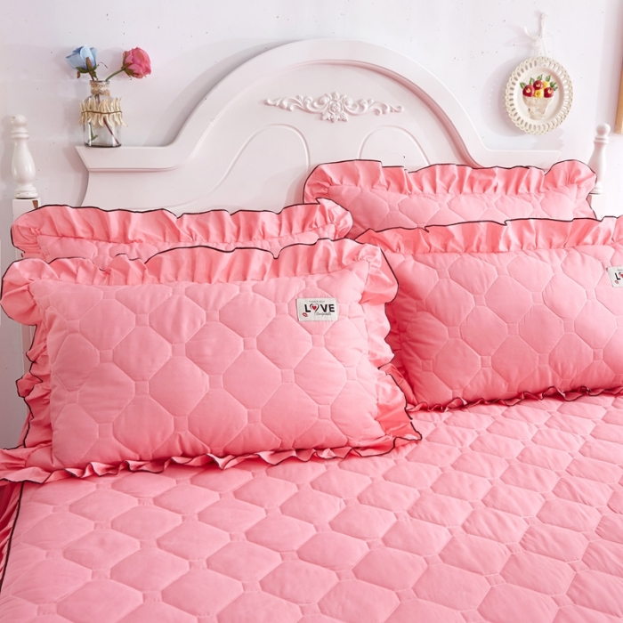 91家纺网 家纺一手货源 找家纺 艾裙海 2025新款床裙款全夹棉四件套 玉色