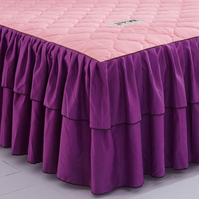 91家纺网 家纺一手货源 找家纺 艾裙海 2025新款纯色磨毛夹棉单床裙 玉拼紫