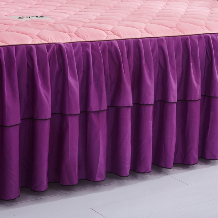 91家纺网 家纺一手货源 找家纺 艾裙海 2025新款纯色磨毛夹棉单床裙 玉拼紫