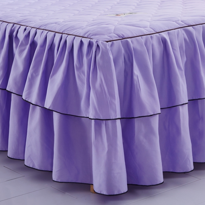 91家纺网 家纺一手货源 找家纺 艾裙海 2025新款床裙款全夹棉四件套 紫色