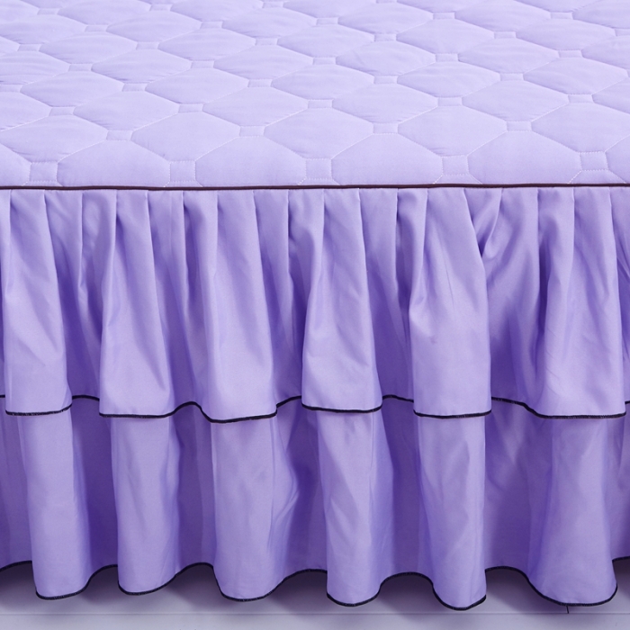 91家纺网 家纺一手货源 找家纺 艾裙海 2025新款纯色磨毛夹棉单床裙 紫色