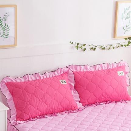 91家纺网 家纺一手货源 找家纺 艾裙海 2025新款纯色磨毛夹棉单枕套一对 粉拼玫