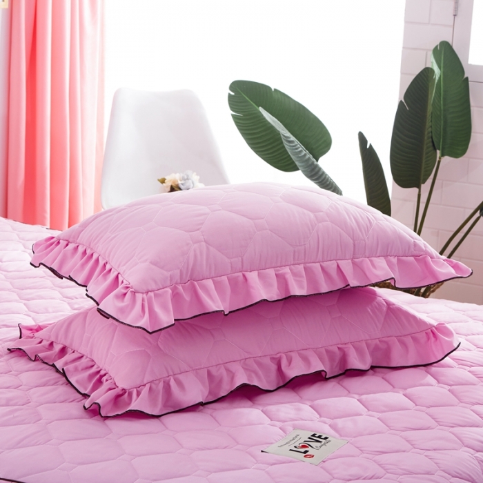 91家纺网 家纺一手货源 找家纺 艾裙海 2025新款纯色磨毛夹棉单枕套一对 粉色