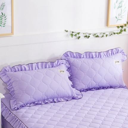 艾裙海 2023新款纯色磨毛夹棉单枕套一对 浅紫