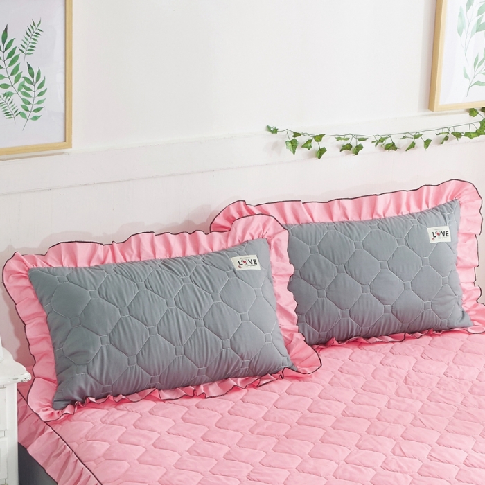 91家纺网 家纺一手货源 找家纺 艾裙海 2025新款纯色磨毛夹棉单枕套一对 玉拼灰