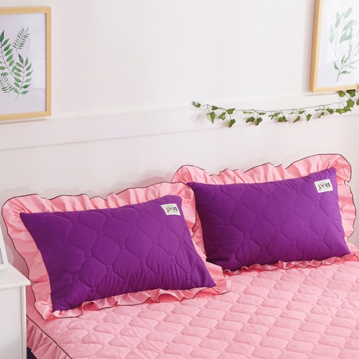 91家纺网 家纺一手货源 找家纺 艾裙海 2025新款纯色磨毛夹棉单枕套一对 玉拼紫