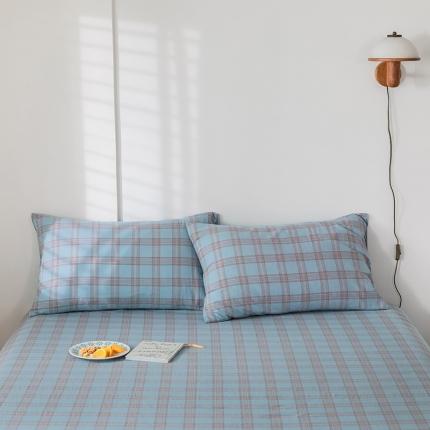 91家纺网 家纺一手货源 找家纺 蓝巢 2020新款全棉色织水洗棉单枕套（48*74 ） 蒂芙尼蓝