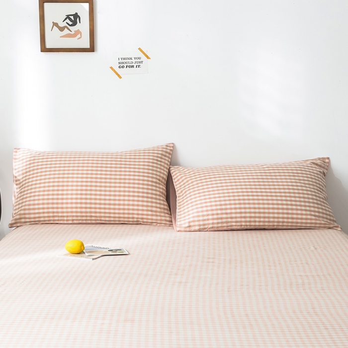 91家纺网 家纺一手货源 找家纺 蓝巢 2020新款全棉色织水洗棉单枕套（48*74 ） 蜜粉格