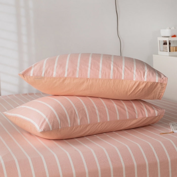 91家纺网 家纺一手货源 找家纺 蓝巢 2020新款全棉色织水洗棉单枕套（48*74 ） 浅玉白条