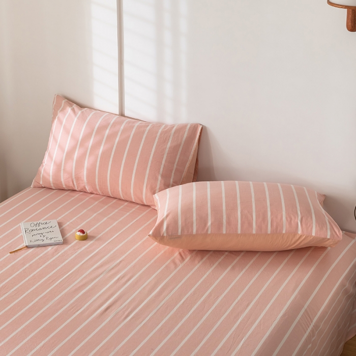 91家纺网 家纺一手货源 找家纺 蓝巢 2020新款全棉色织水洗棉单枕套（48*74 ） 浅玉白条