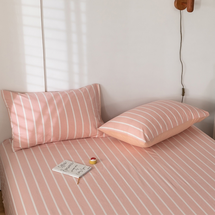 91家纺网 家纺一手货源 找家纺 蓝巢 2020新款全棉色织水洗棉单枕套（48*74 ） 浅玉白条