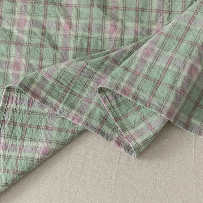 91家纺网 家纺一手货源 找家纺 蓝巢 2020新款全棉色织水洗棉单床单 青柠格