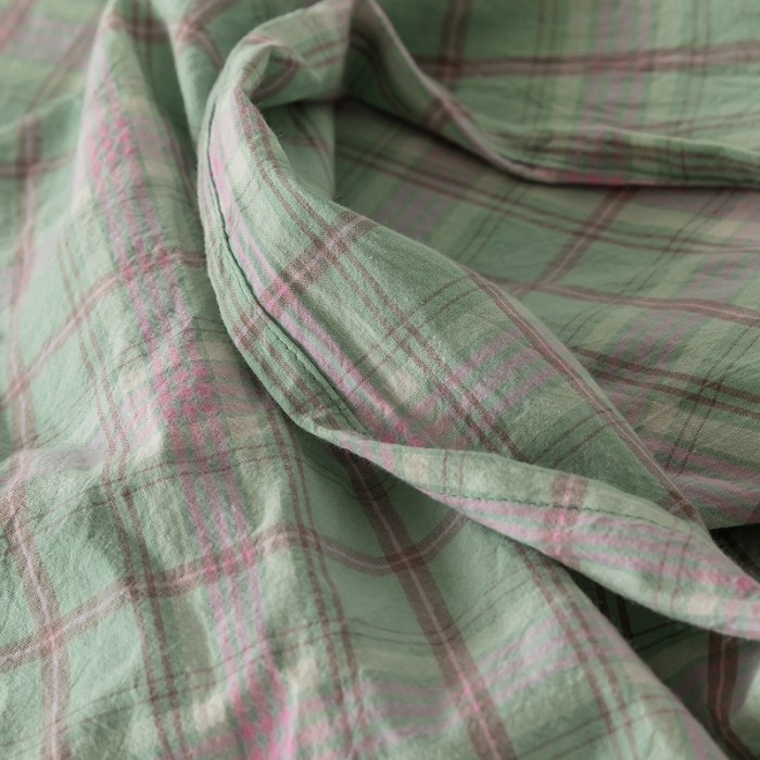 91家纺网 家纺一手货源 找家纺 蓝巢 2020新款全棉色织水洗棉单床单 青柠格