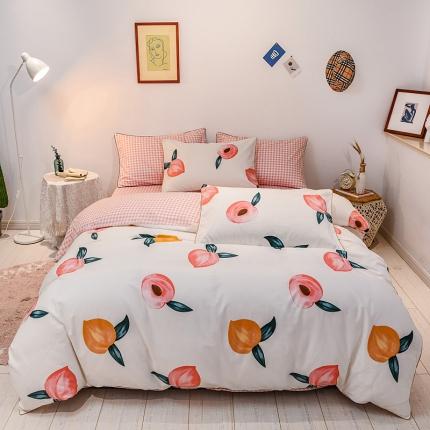 91家纺网 家纺一手货源 找家纺 佰亿莱 2024新款全棉13372印花四件套 桃心夭夭